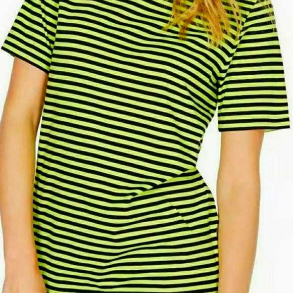 Michael Kors Tops - MICHAEL KORS Womens Yellow Striped Short Sleeve To